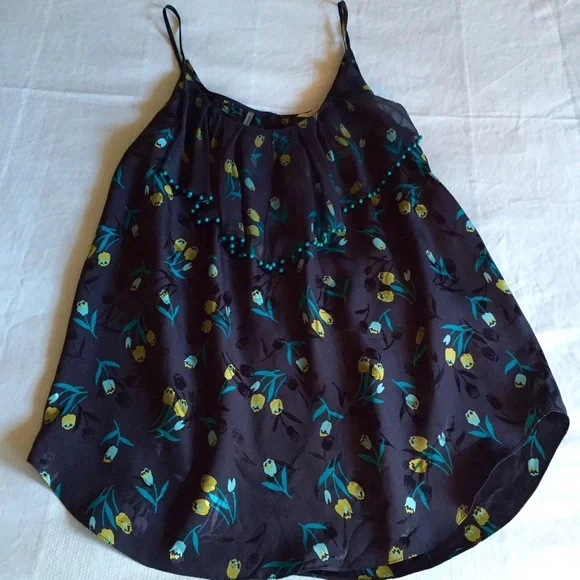 Rebecca Taylor Black Floral Tank Top - Picture 2 of 4